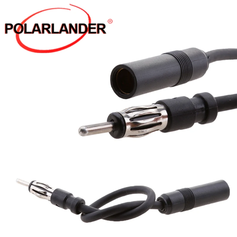 Antenna Extension Cord in Black Cable 35cm M/F Connector  AM/FM Radio Adapter  Car Auto Vehicle Extension Cable for Antenna Plug