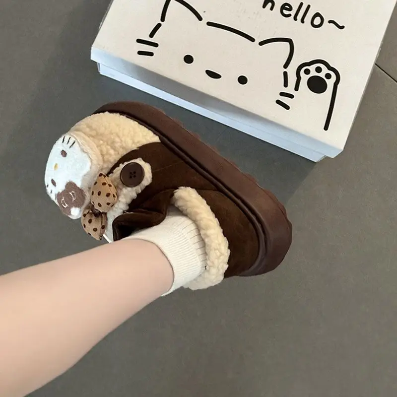 

Kawaii Hello Kitty Sanrio Children Cute Cartoon Comfortable Warm Cotton Shoes Anti Slip Warm Ankle Boots Birthday Gifts for Kids