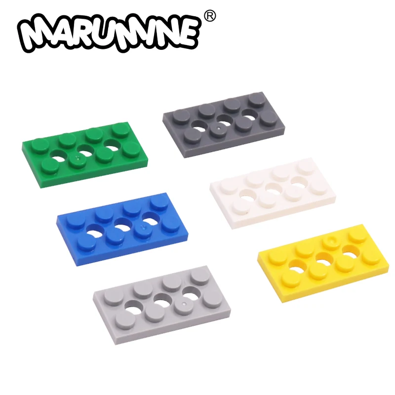 Marumine 30 pçs 3709b 2x4 tecnologia placa tijolo com furo moc construtor blocos de construção peças diy modelo acessórios brinquedos