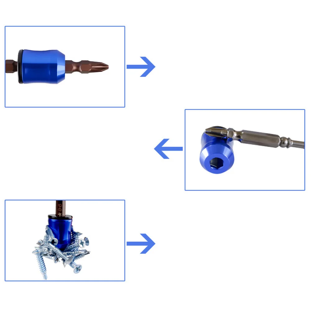 3Pcs Aluminum Screwdriver Magnetizer Ring for 6.35mm Shank Screwdrivers Enhances Magnetic Grip on Screwdriver Bits Reliably