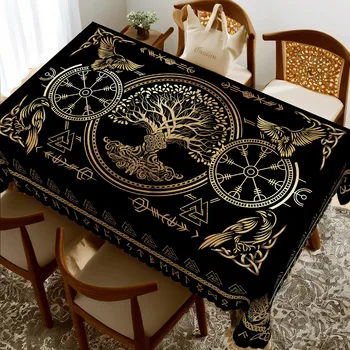 Golden Viking Crow Tablecloth 1