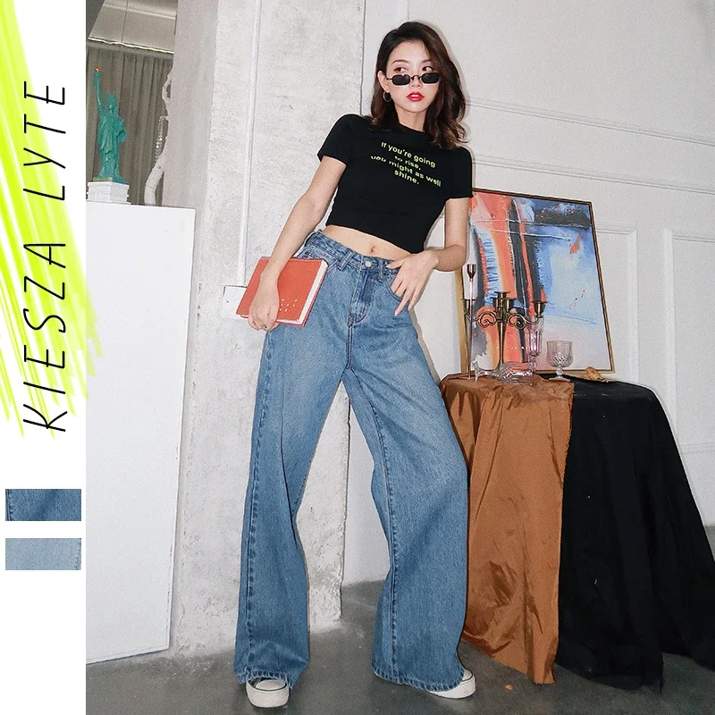 

Women Jeans Pants Fashion High Waisted Boyfriend Lady Casual Drape Wide Leg Denim Clothing Femme Streetwear Trousers