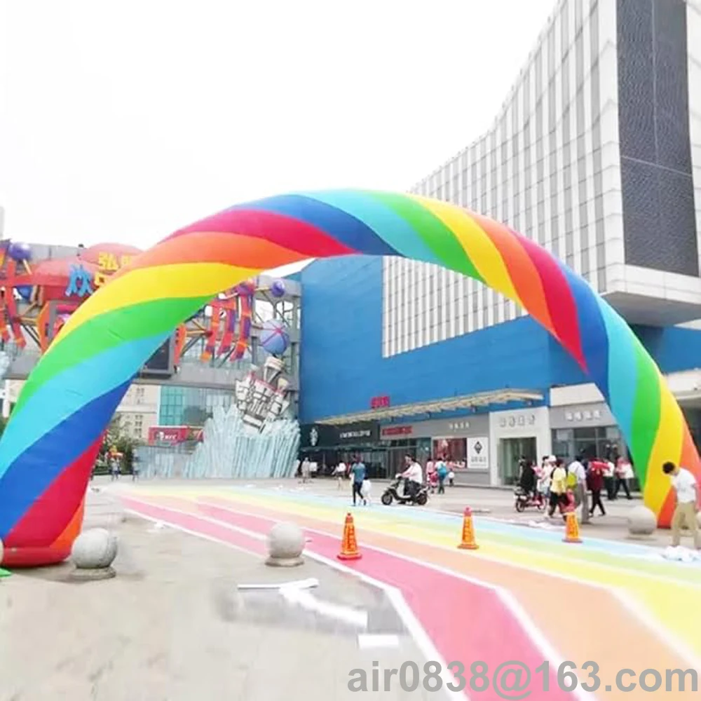 Custom Inflatable Rainbow Arch Balloon Colorful Advertising Birthday Archway Welcome Gate For Outdoor Party Event Decoration