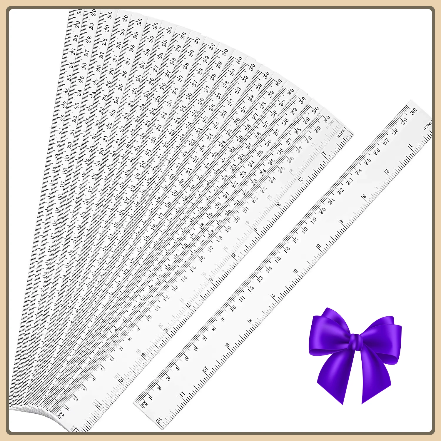 20-Pack 12-Inch Rulers - Clear Plastic Flexible Inch Metric School Office