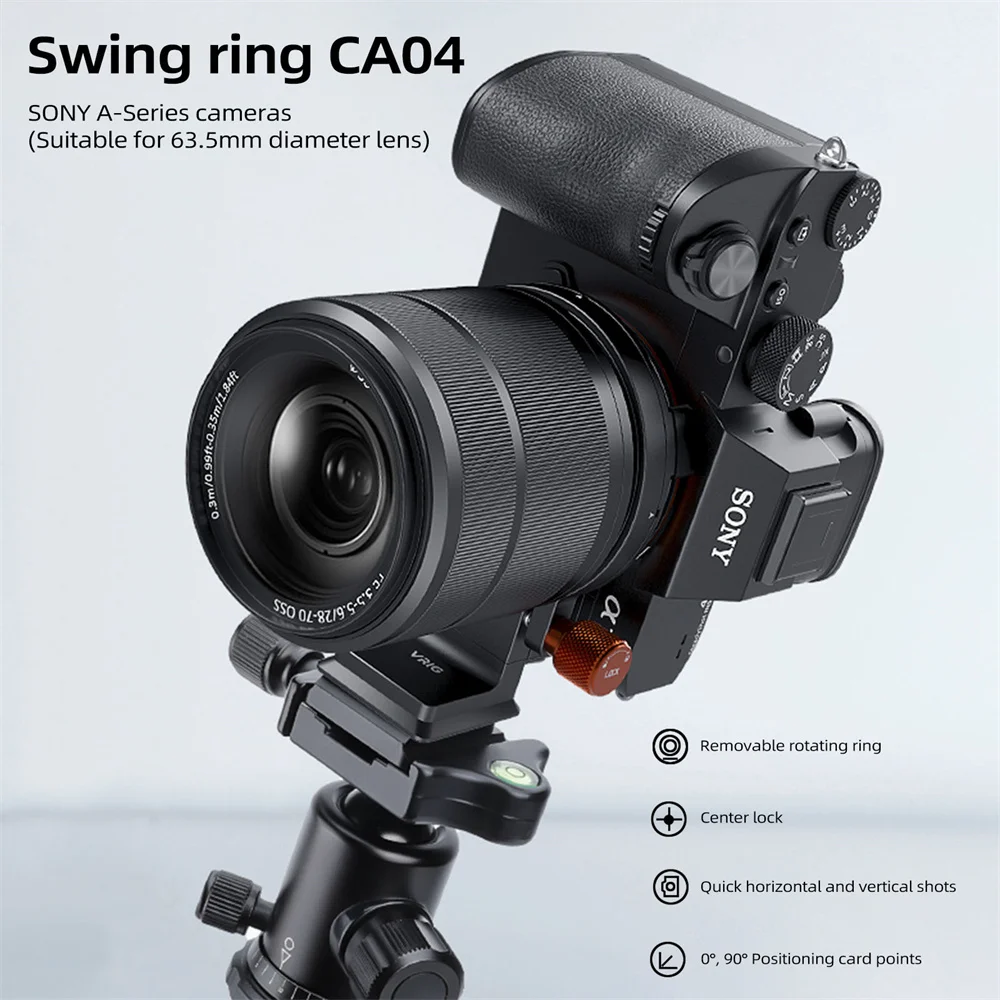 VRIG 65.9mm Rotatable Tripod Mount Ring Lens Collar w Arca Quick Release Plate for Sony A6000/A6100/A6300/A6400/A7M4/A7S3/A7R4