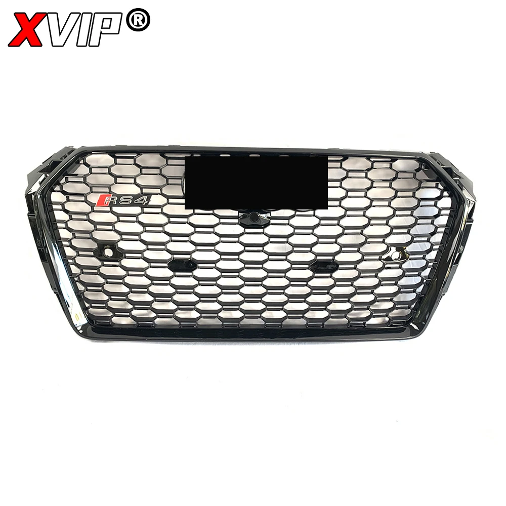 XVIP Front Silver And Black Style Bumper Grille For Audi A4 S4 B9 2016-2019 To S4/RS4 Style High Quality Honeycomb Upper Grille