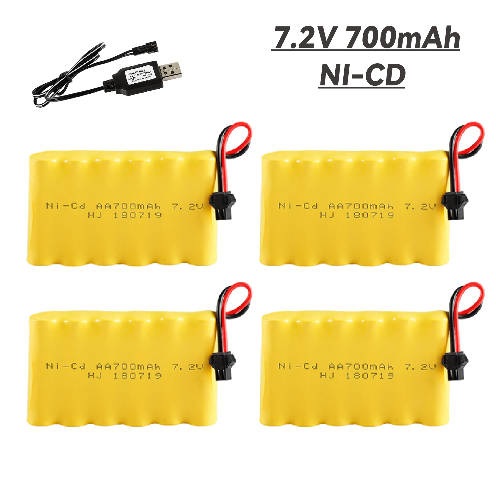 7.2v 700mAh Rechargeable Battery for Rc Cars Tanks Robots Boat Ship Toys Gun NiCD AA 7.2v Battery Pack With USB Charger