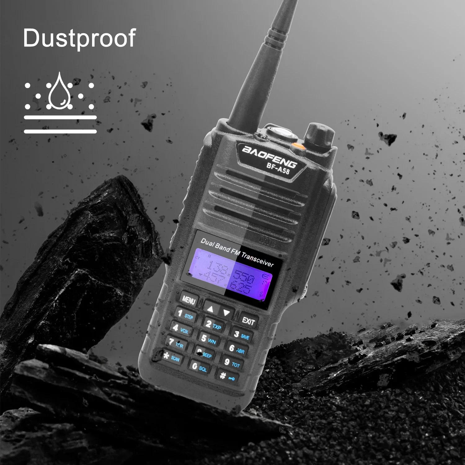 Baofeng Walkie Talkie BF-A58 IP57 Waterproof VHF UHF Dual Band 5W 128Ch FM Dustproof Shatter Resistent Two Way Radio w/ Headset