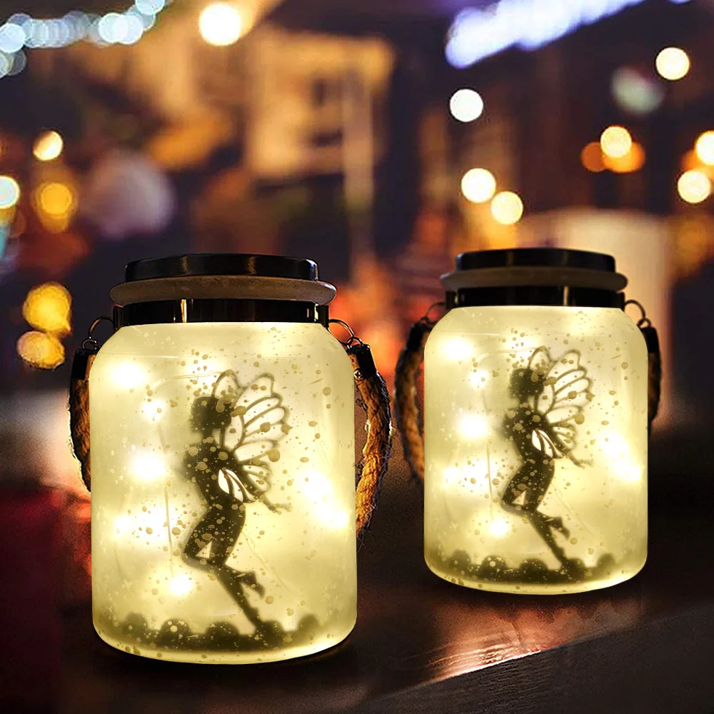 Hanging Mason Jar Solar Lights 1 Pieces Outdoor Fairy Solar Lanterns for Balcony Backyard Garden Fence Decor