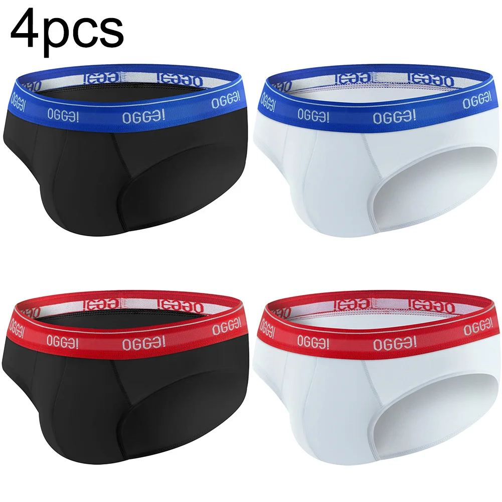 

4pc Men Sports Brief Underwear Breathable Mid Rise U Convex Pouch Underpants Panties Sweat Absorption Comfortable Teenager Brief