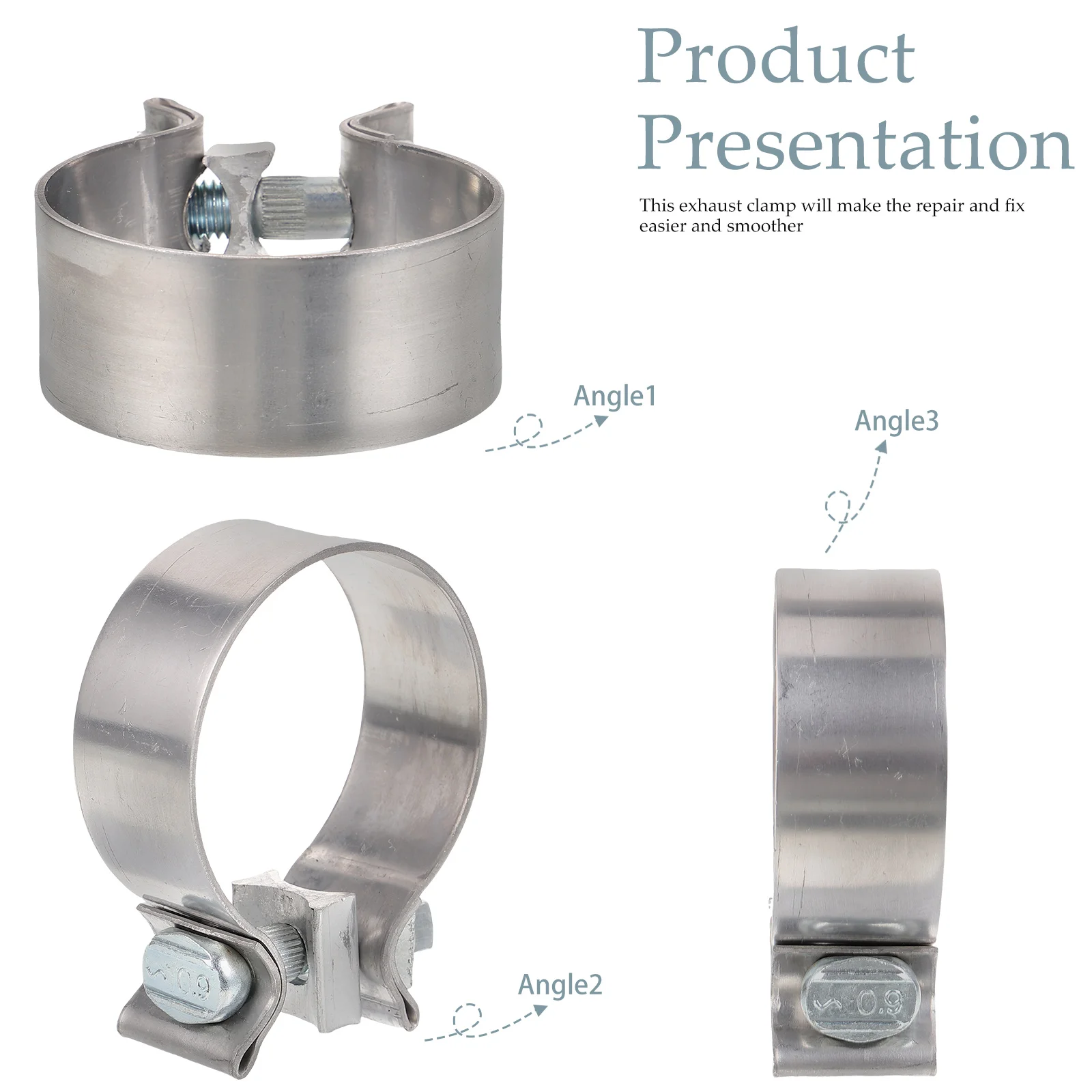 الفولاذ المقاوم للصدأ العادم الأنابيب المشبك عززت مانعة للتسرب الخمار 2.5 بوصة قابلة لإعادة الاستخدام الأنابيب المشابك البراغي الفرقة الشفاه المشبك