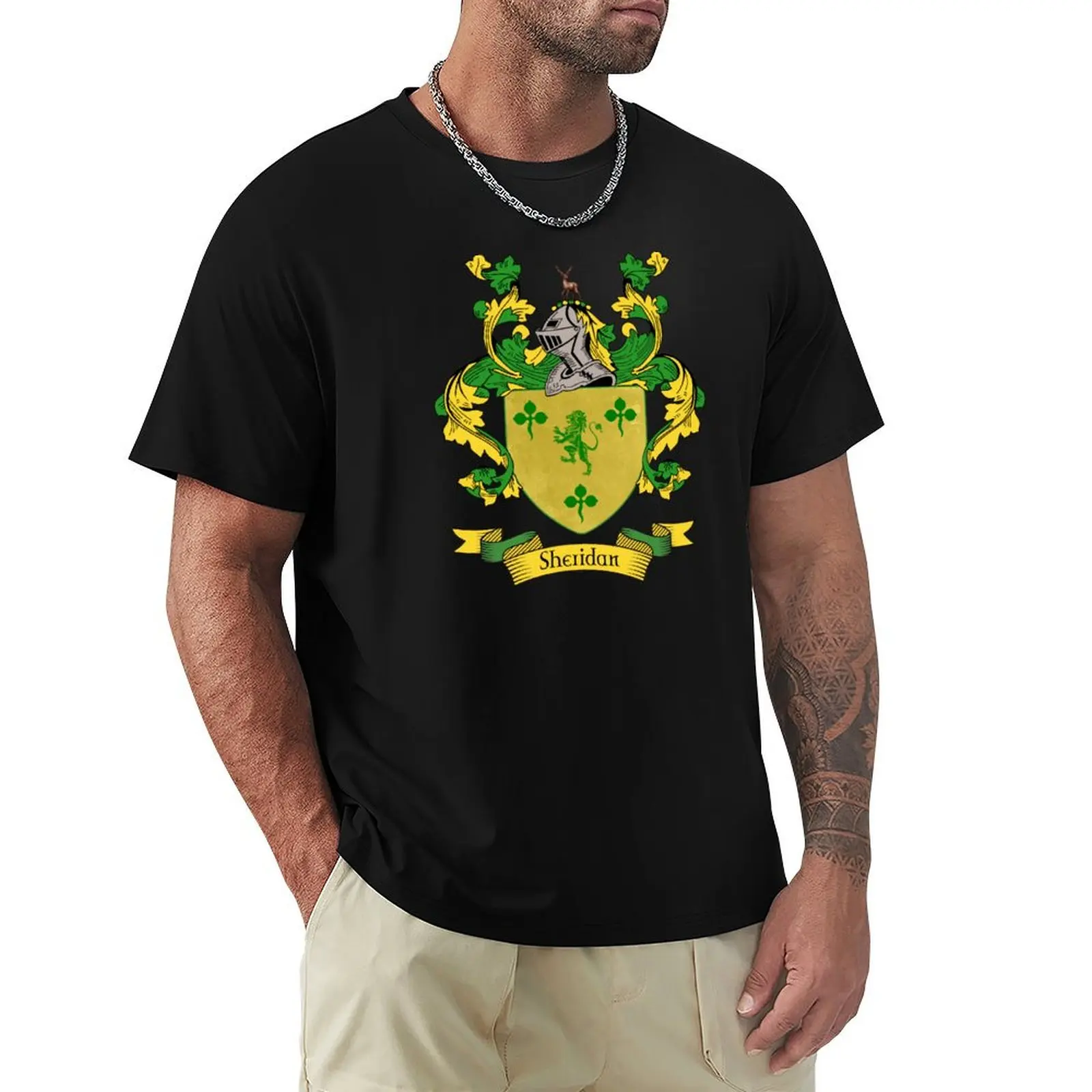 Escudo de Armas de Sheridan |   Camiseta con escudo familiar de Sheridan, camiseta informal con estampado novedoso