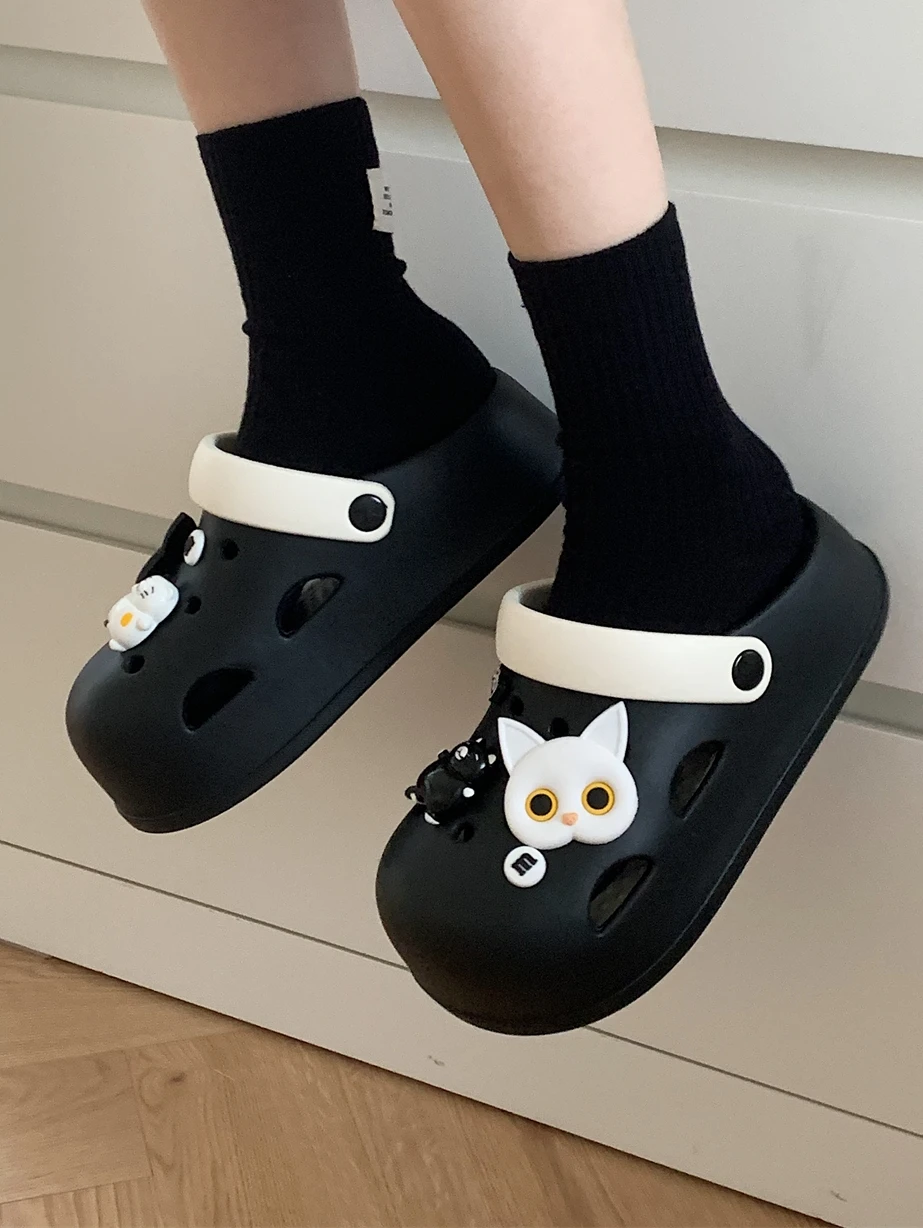 

Thick Bottom Pattern EVA Clog Shoes Women's Outdoor Wear Cool Color Block Anti-Slip Summer Slippers Casual Hollow out