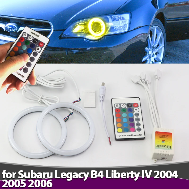 RGB Colorful Cotton Rings with App Control  for Subaru Legacy B4 Liberty IV 2004 2005 2006 Car Headlight LED Angel Eyes Rings