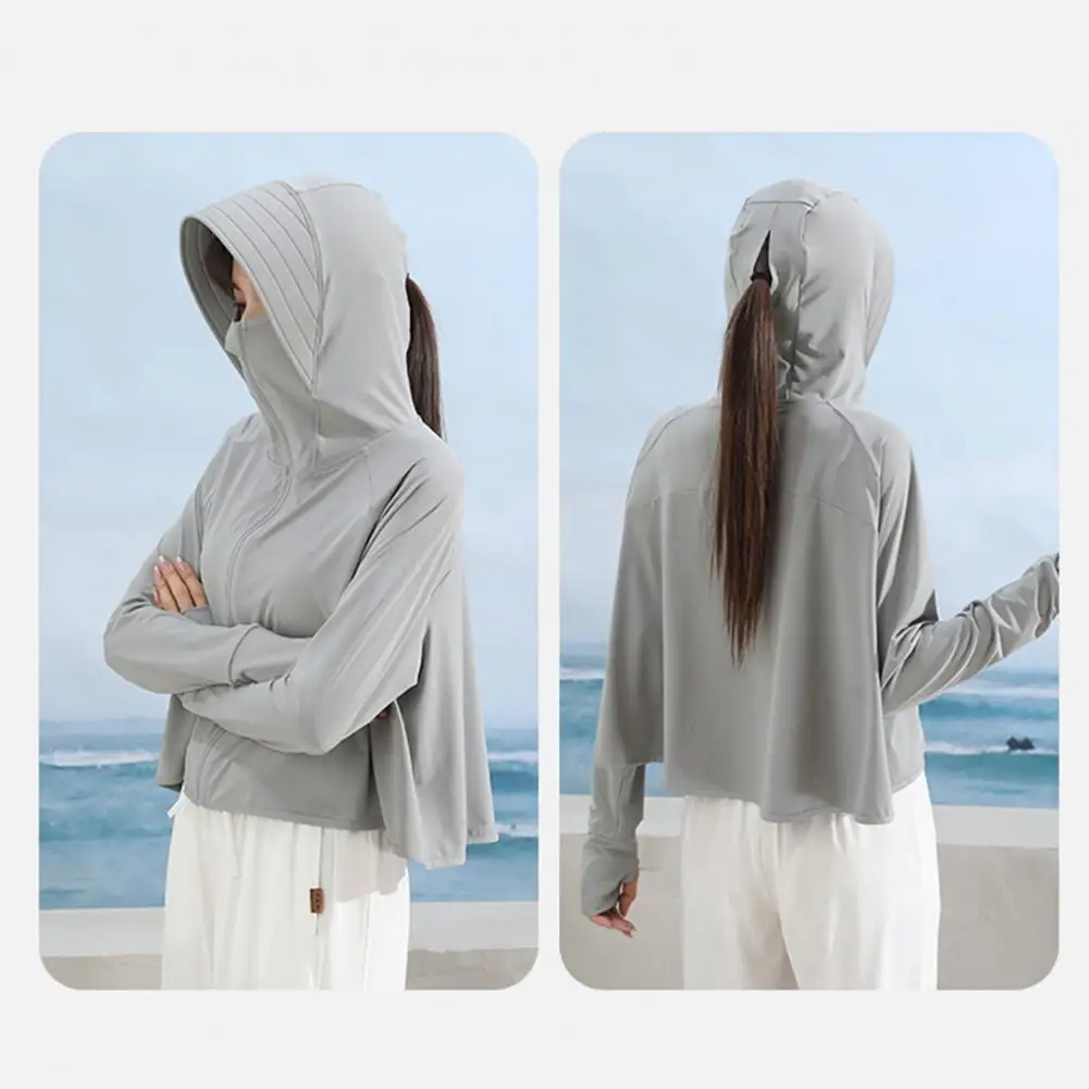 Summer Ultrathin Light Hooded Jacket Women Sun Clothing Korean Casual Outdoor Windbreaker Zip Up Sunscreen Coat Femal