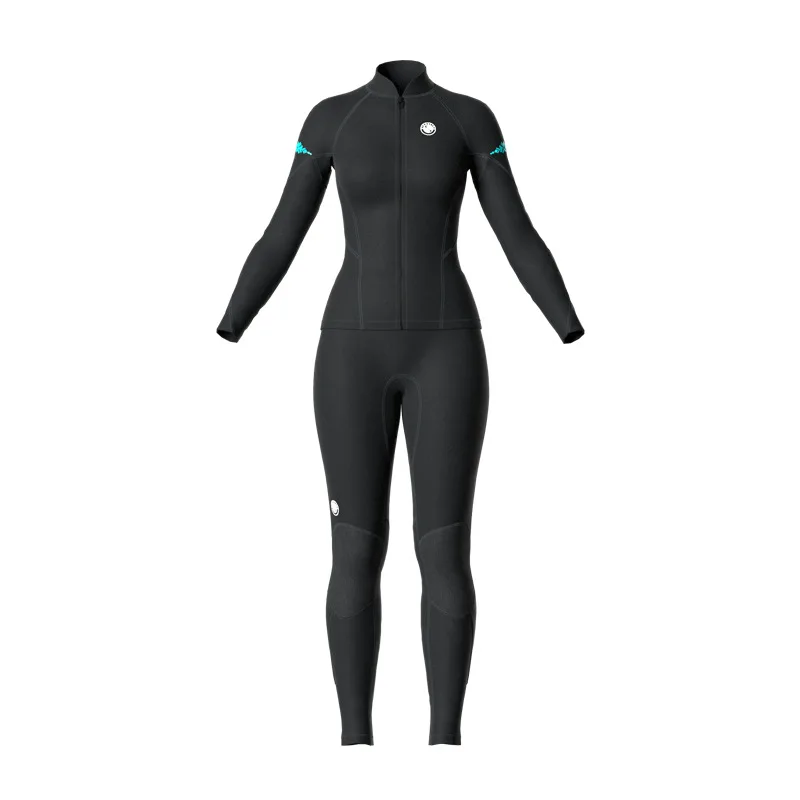 2MM Neoprene Women Wetsuit Jacket + Pants Two Piece Set Split Smoothskin Long Sleeve Bathing Swimming Surf Scuba Diving Suit