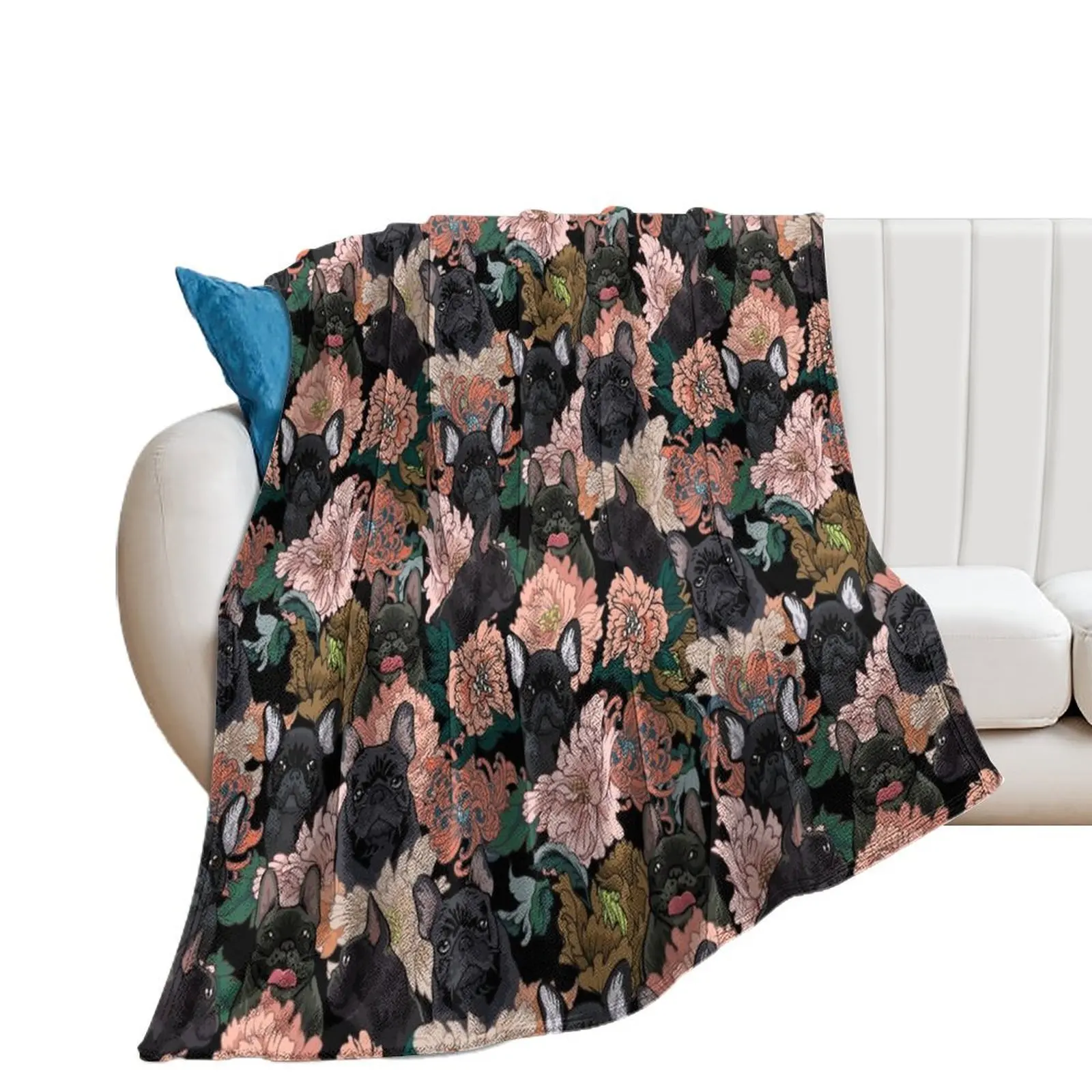 Because Black Frenchie Throw Blanket blankets and throws Bed Fashionable Tourist Summer Blankets