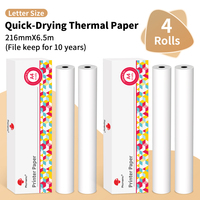 Phomemo A4 Thermal Paper M832 Printer Quick-dry Thermal Paper Documents Study Notes 4 Rolls Suitable for M08F M834 M835