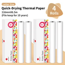 Phomemo A4 Thermal Paper M832 Printer Quick-dry Thermal Paper Documents Study Notes 4 Rolls Suitable for M08F M834 M835