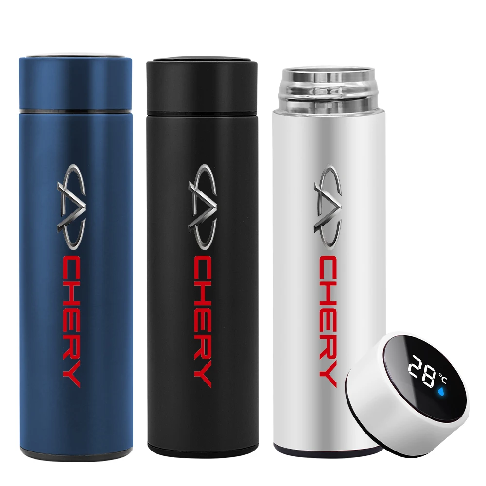 500ml For Chery Tiggo Smart Thermos 3 4 5 7 PRO 8 PULS QQ Smart Car Cup Car Portable Vacuum Bottle With Color Logo