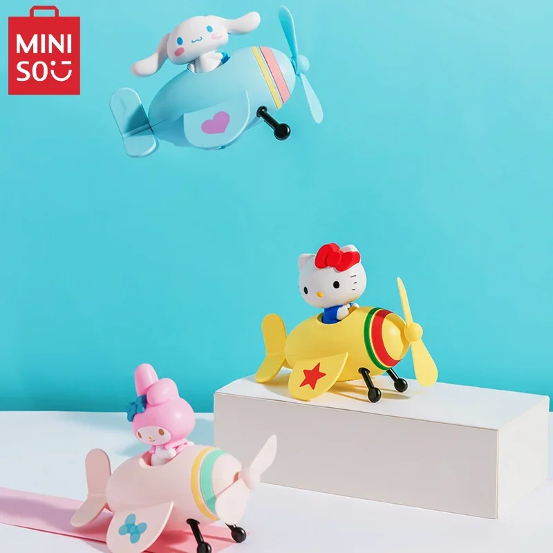 

MINISO Sanrio серии маленький вентилятор в виде самолета Kawaii Hello Kitty Cinnamoroll настольные украшения детские игрушки анимация подарок на день рождения