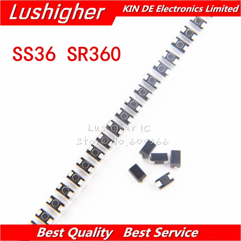 100PCS SS36 30V 60A SMD SR360 SK36 Diode SMA
