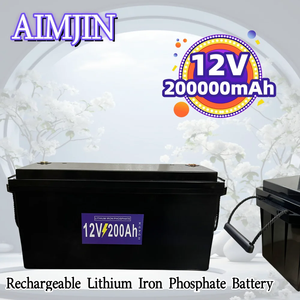 

12V 200Ah Home Energy Storage Rechargeable LiFePO4 Battery Pack For RV Camper Golf Off road Vehicle Solar Charging