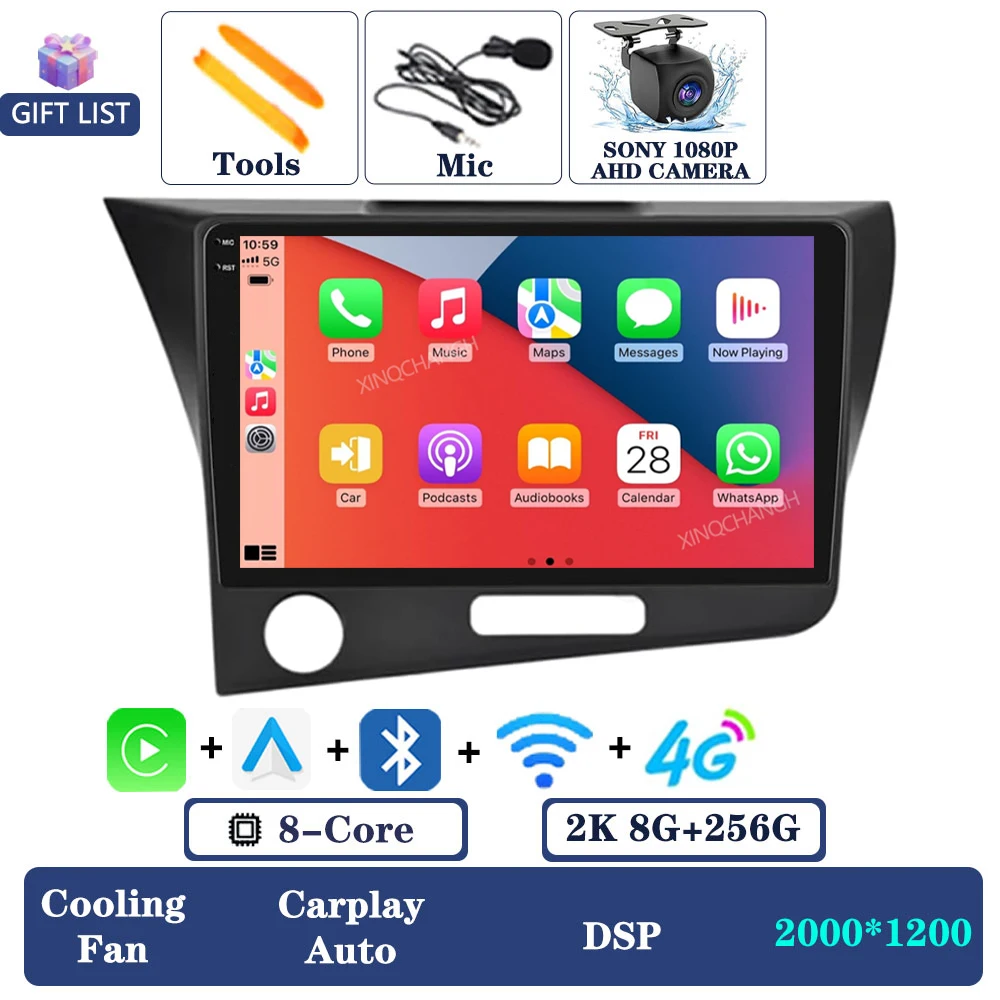 Android 15 Autoradio Voor Honda CRZ CR-Z 2010-2016 QLED Multimedia Stereo Video Player 4G LTE 5G WIFI 2DIN BT Carplay Auto GPS
