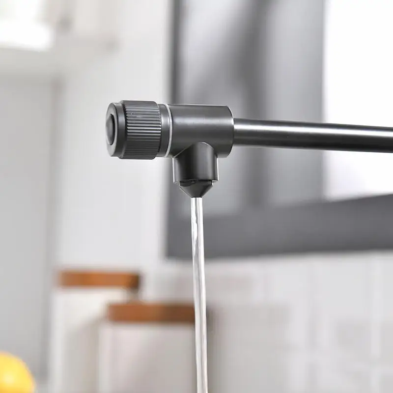Matte Black Kitchen Faucet with Pull Down Water Filter and Roll Up Dish Drying Rack for Drinking Water