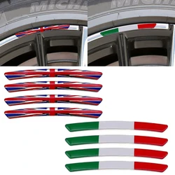 3D 알루미늄 휠 허브 스티커 엠블럼 배지, 영국 이탈리아 프랑스 독일 국기 데칼, 도요타 프리우스 캠리 크라운 라브 4 코롤라용, 4 개