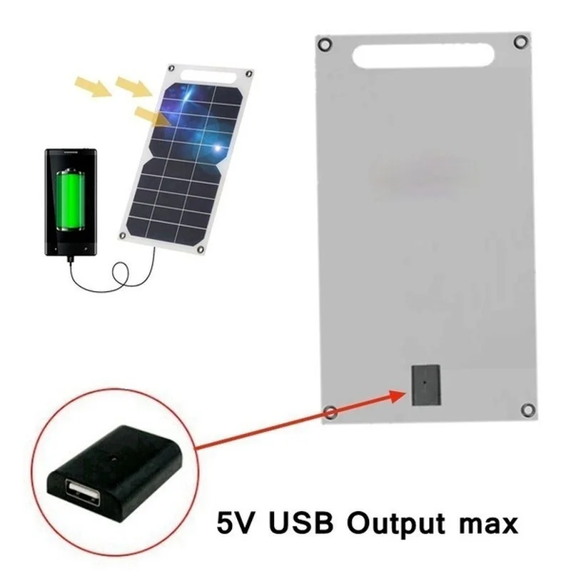 5V 6WSolar Panel USB Waterproof Outdoor Hike Camping Portable Cells Battery Solar Charger Plate for Mobile Phone Power Bank