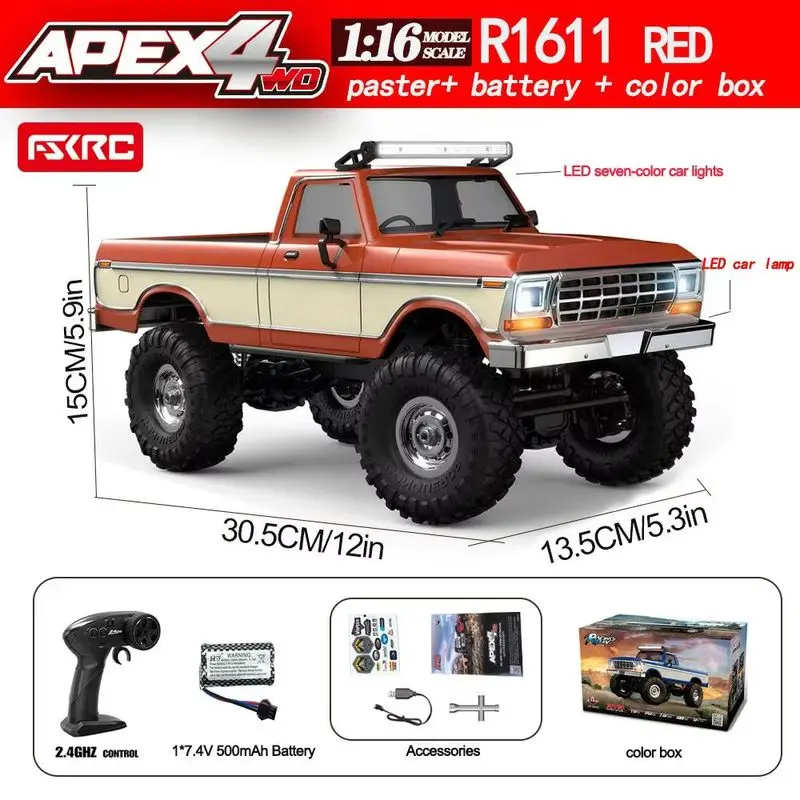 1:16 Rc auto Hb R1611 Rc 4x4 terreinwagen - volledig functionele Rc Crawler legering aandrijfas realistische led-koplampen of daklicht - afbeelding 1