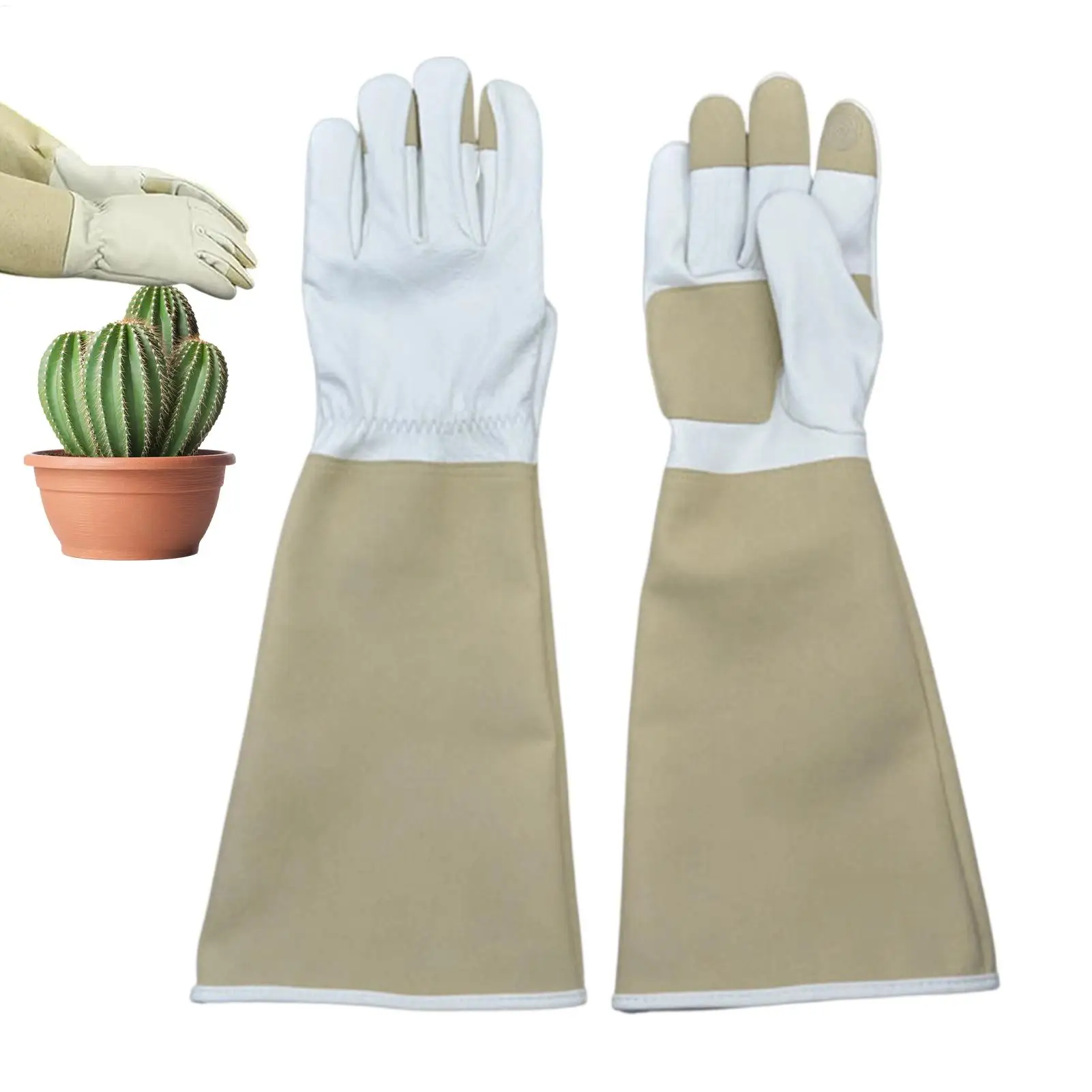 

1 Pair Long Thorn Proof Gardening Gloves Waterproof Working Digging Planting Sting-Resistant Non-slip Protective Leather Gloves