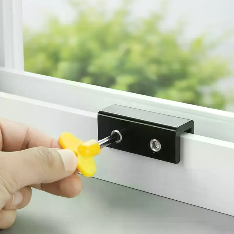 Sliding Window Track Lock No Drill Installation Adjustable Limit Reusable No-Drill Install Safety For Families With Kids Pets