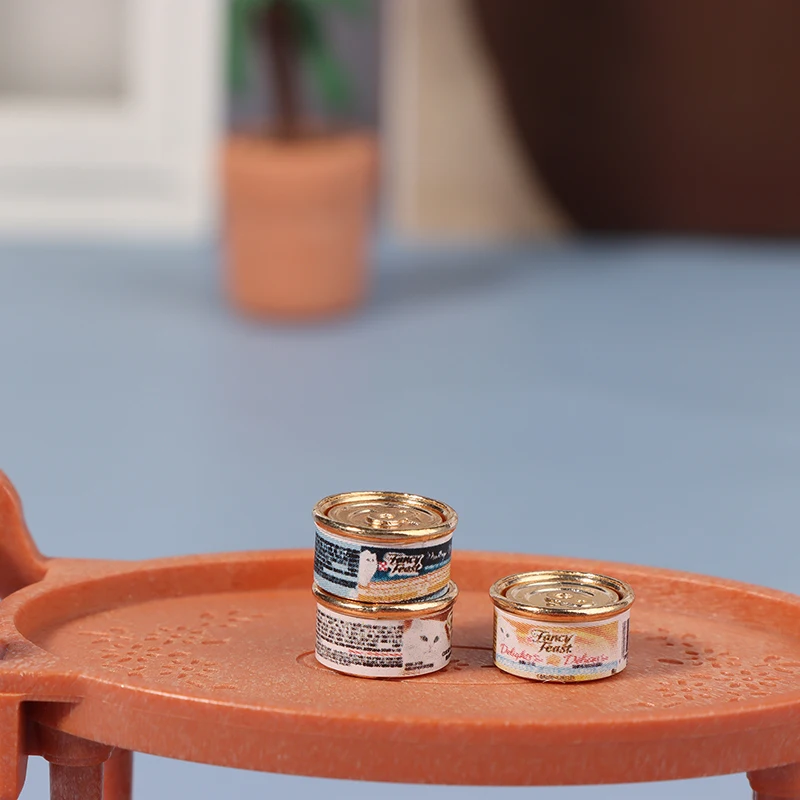 New！1/12 Dollhouse Simulation Cat Can Miniature Cat Food Toy Dolls House Home Decorations Accessories Kids Pretend Play Toys