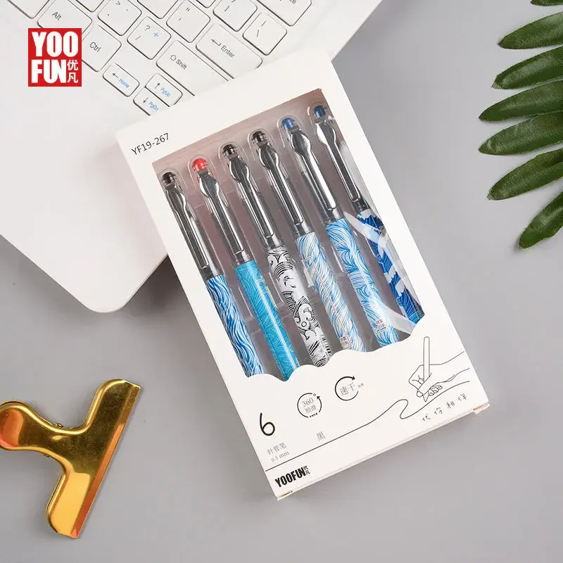YOOFUN Quick-drying Gel Pen 0.5mm Black Signing Pen 6 Pen Boxes