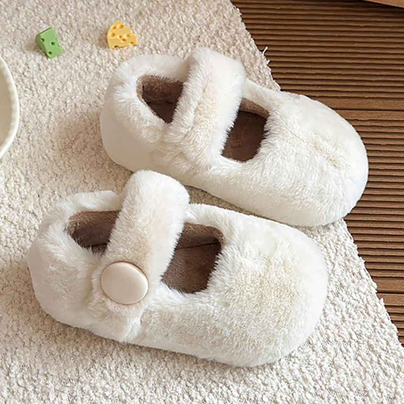 

Зимняя обувь из искусственного меха для детей, толстая теплая плюшевая обувь для детей, нескользящая теплая хлопковая обувь для мальчиков и девочек, повседневная обувь
