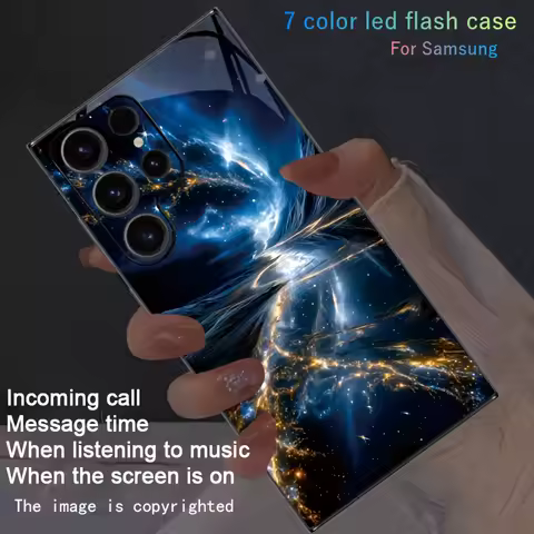 Space Universe Starry Night Luminous Phone Case For Samsung Zfold 5 6 7 S25 S24 S23 S22 S21 Plus FE Note 20 ultra LED Glow Cover