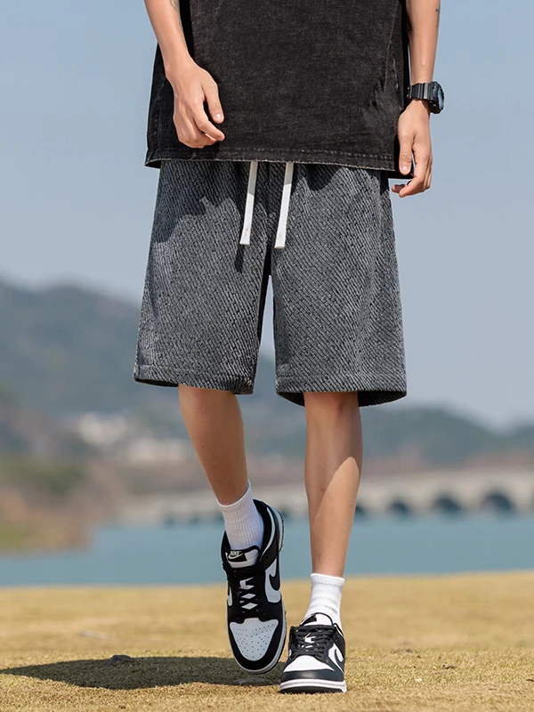 

Men's Casual Ice Silk orts Trendy Design Textured Cool Faionable Straight Leg Pants Summer Leisure Trousers JXAETE Brand
