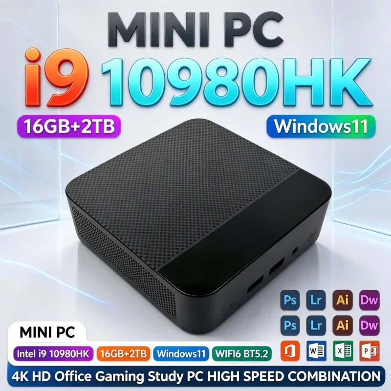 2026 New High Performance Intel I9 10980HK Mini PC Windows11 16GB RAM 1TB or 2TB SSD WiFi6 BT5.2 4K Portable Study Gaming Host