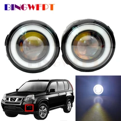 2x Angel Eye Fog Light Assembly For Nissan X-Trail T31 2007-2013 Car Front Bumper Fog Lights With Halo Ring Daytime Running Lamp