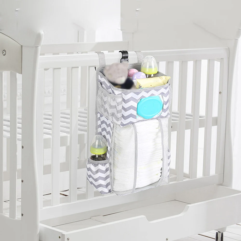 Crib Organizer Baby Crib Hanging Storage Bag Baby Clothing Caddy Organizer for Essentials Bedding Diaper Nappy Bag