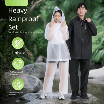 Lightweight Eva Raincoat Set Windproof Strengthen buttons Split Raincoat Adjustable Full Coverage Rain Cover Cycling 4 Lightweight Eva Raincoat Set Windproof Strengthen buttons Split Raincoat Adjustable Full Coverage Rain Cover Cycling 4