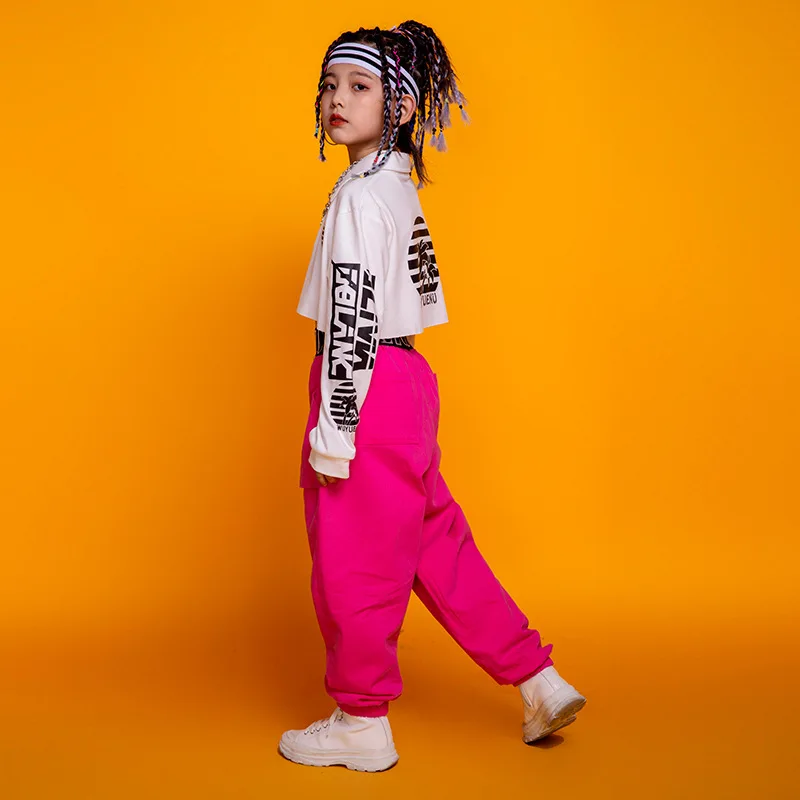 Children Hip Hop Clothes Girls Jazz Street Dance Costume Kids Sweatshirt Pants Set Ballroom Dancewear Stage Rave Clothing