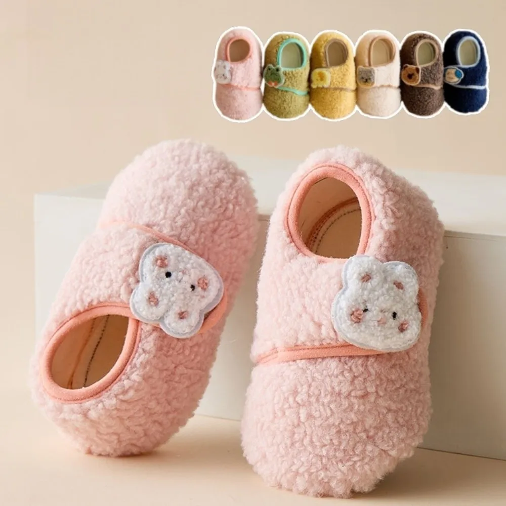 

New Cartoon Floor Socks Adjustable Buckle Rabbit Cat Bear Toddler Prewalkers Anti Skid Soft Sole Slippers Walking Practice