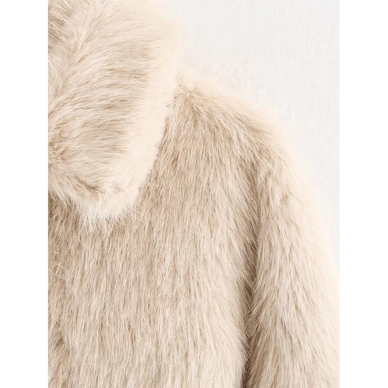 المرأة فو الفراء معاطف السترة الخريف الشتاء موضة بدوره إلى أسفل طوق كم طويل معاطف Vintage ملابس خارجية الإناث شيك القمم #4