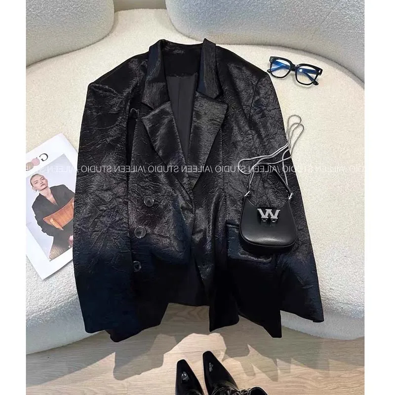 

Women's Coat 2026 Spring New Style Black Long Sleeve Cuff-Decorated Slim Fit Blazer Fashionable and Casual Versatile