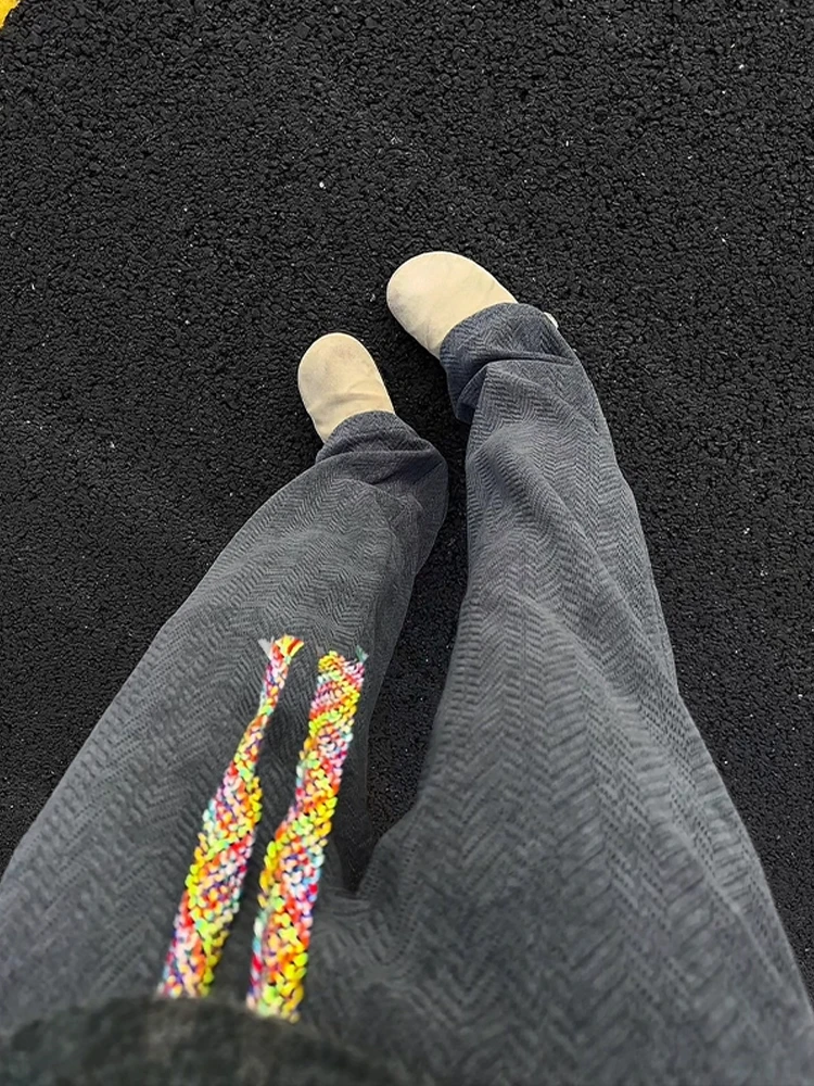 

Deep ey Wheat Stem Pattern Men's Sweatpants Autumn Winter Lazy Sle Trousers American Bow Wide Leg Sports Pants