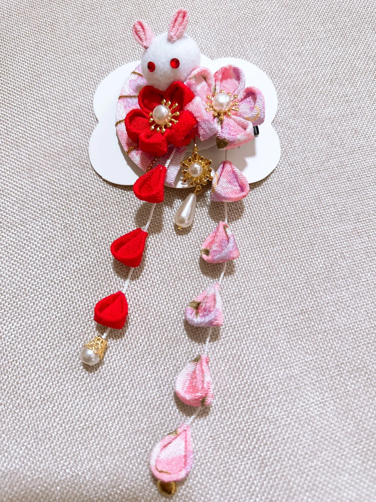 Japanese Sle Fine Work Tassel  Hair Clip Traditional Kimono Photohoot Hair Accory Handmade Cloth Headwear Floral Pin