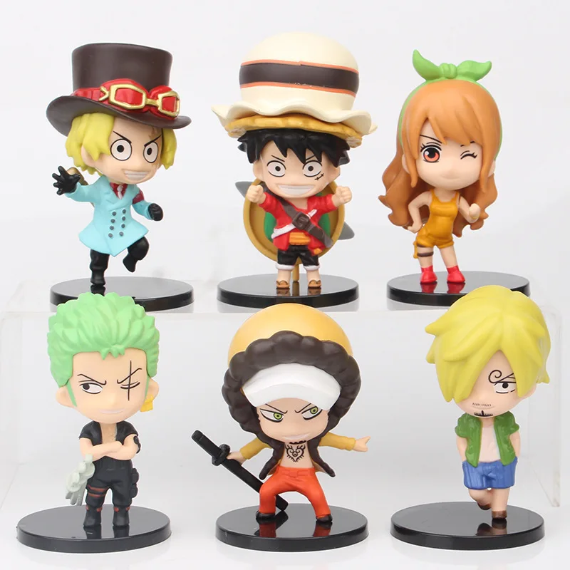 6pcs/set Anime One Piece Figure Luffy Zoro Sanji Nami Sabo Trafalgar D Law Toy GK Model Doll Action Figure Kids Collection